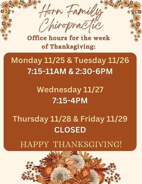 Chiropractic Athens PA Thanksgiving Hours